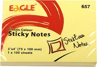 Bloco Notas Aderentes 075x100mm Eagle Amarelo 100 Folhas Blo...