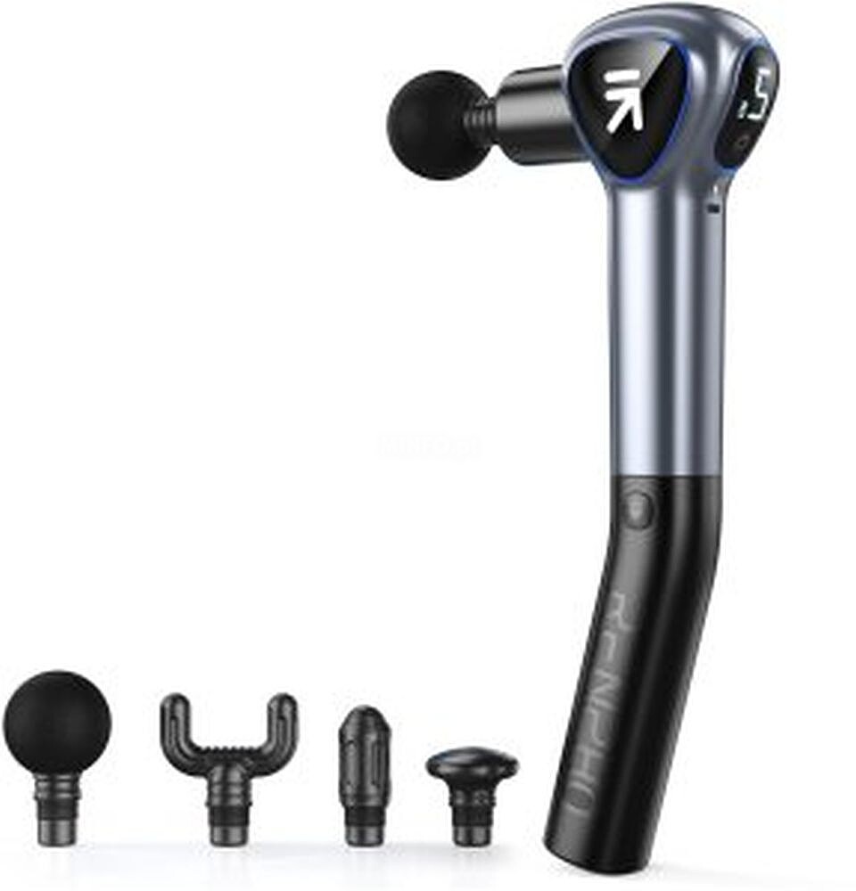 Pistola de Massagem Muscular Renpho 5 Velocidades 4 Cabeças Ecrã LED R-C007
