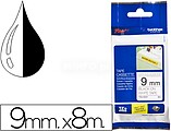 Brother TZeS221 Cinta Laminada Super Adesiva Original de Etiquetas - Texto preto sobre fundo branco - Largura 9mm x 8 metros