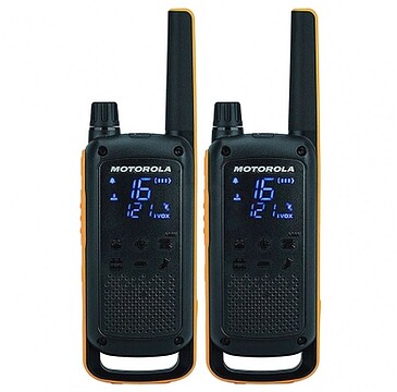 Motorola T82 Pack 2 Rádio Comunicadores - 16 Canais PMR446 + 121 Códigos - Alcance até 10km - Autonomia até 18h - Cor Preto/Vermelho