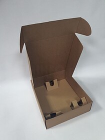 Cabaz 3Garrafas 330x280x90 : MicroCanelado : Cor Kraft : Hor...