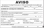 Autocolante Alvará Obra 1,20x80m : Dec.Lei 555/99 ( Vinil Alta Adesividade )