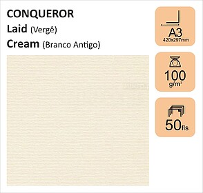 50 x CONQUEROR Laid : Cream : 100g/m2 : A3 : c/marca Agua (V...