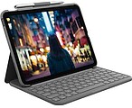 Logitech Slim Folio - Teclado e pasta de folio - sem fios - Bluetooth LE - QWERTY - Reino Unido - cinzento oxford - para Apple 10.2-inch iPad Wi-Fi, 10.5-inch iPad Pro Wi-Fi, 10.9-inch iPad Wi-Fi, iPad Air Wi-Fi 920-011429