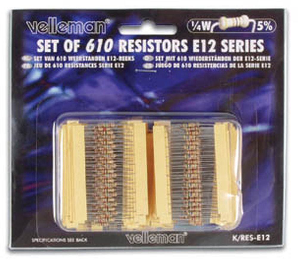 Kit de 610 Resistências 1/4W Velleman G-K/RES-E12