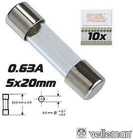 G-FF0.63N : FUSE 5 x 20mm FAST 0.63A (10pcs/box) : Velleman ...