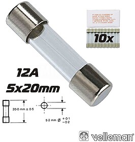 G-FU12N : FUSE 5 x 20mm SLOW 12A (10pcs/box)