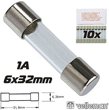 G-6FU1N : FUSE 6.35 x 32mm SLOW 1A (10pcs/box)