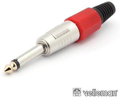 G-CA027R : FICHA JACK 6.35MM MACHO MN VERMELHA PROFISSIONAL VELLEMAN