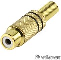 Ficha Rca Fêmea Dourada-Preta C/ Protecção de Cabo G-CA059B