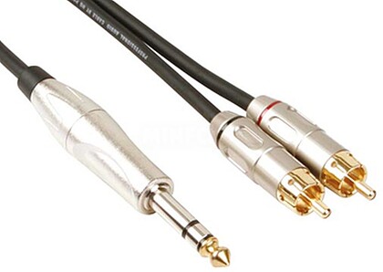 G-PAC131 : Cabo Audio profissional 2x RCA macho para 1x Jack 6,35mm Ste