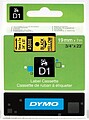 Dymo D1 45808 Rótulo Original para Impressora de Etiquetas - Texto Preto sobre Fundo Amarelo - Largura 19mm x Comprimento 7m S0720880
