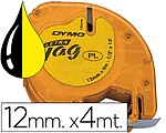 Dymo LetraTag S0721620 Rótulo Original para Impressora de Etiquetas - Texto preto sobre fundo amarelo - Largura 12mm x 4 metros (91202)