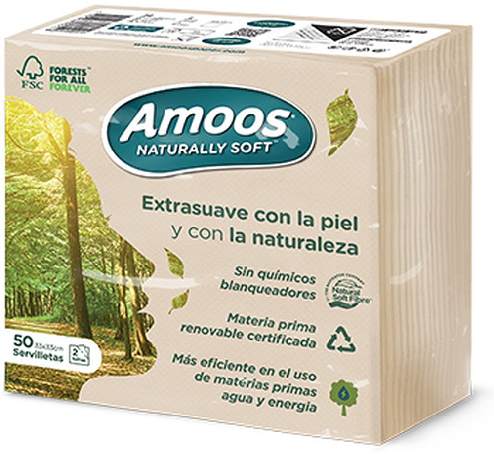 Guardanapos 33x33cm Amoos 2Fls Naturally Soft 50un Guardanapos 33x33cm Amoos 2Fls Naturally Soft 50un