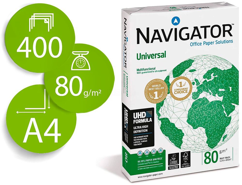 6 x Papel fotocopia navigator din a4 80 gramas pack de 400 folhas Papel fotocopia navigator din a4 80 gramas pack de 400 folhas NAV-80-A4-400