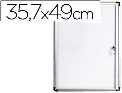 VT810109660 Vitrina de Escritório Duplo para Anúncios ou Cartazes - Porta Articulada com Fechadura - Tamanho 35,7 x 49cm - Superfície de Aço Lacado Magnético - Cor Alumínio