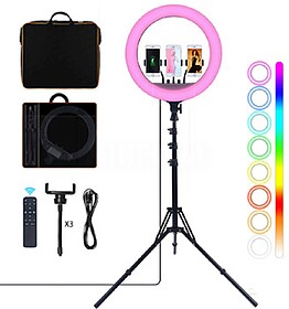 Ring Light 18” RGB Profissional Suporte + Mala + Comando R...