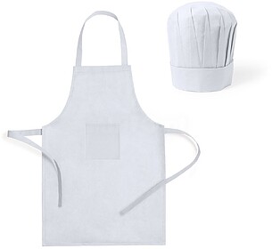 Avental e Chapéu de Cozinheiro Criança Non-Woven Branco Av...