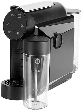KITMINIMILKQOOLPRETA : DELTA-Q - Máq. Café Cáps + 20 cápsulas + 2 chávenas Capuccino KIT MINI MILKQOOL PRETA