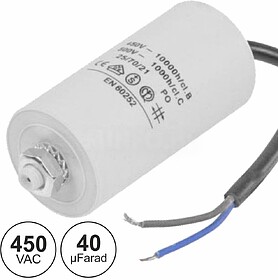 G-COAF40/450 : CONDENSADOR ARRANQUE 40uF 450V + TERRA C/ FIO...
