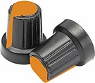 Botão P/ Potenciometro Preto C/ Linha Laranja 15x17MM KNOB072