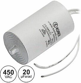 G-COAF20/450 : CONDENSADOR ARRANQUE 20uF 450V + TERRA C/ FIO...