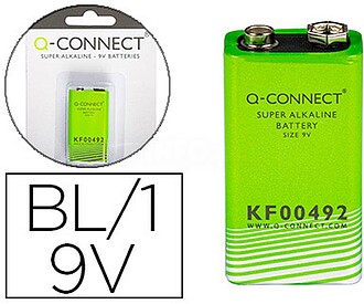 KF-00492 : PILHA Q-CONNECT ALCALINA 9VOLT - BLISTER COM 1 PI...