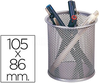 KF-00846 : PORTA-LAPIS REDONDO, METALICO DE REDE - PRATA