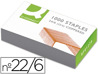 KF-01279 : AGRAFES Q-CONNECT COBREADOS 22/6 CAIXA 1000 UNIDA...