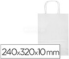 Saco de papel basika celulose branco s com asa torcida 240x320x10 mm Saco de papel basika celulose branco s com asa torcida 240x320x10 mm KF03745