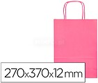 Saco de papel basika celulose rosa m com asa torcida 270x370x12 mm Saco de papel basika celulose rosa m com asa torcida 270x370x12 mm KF03754