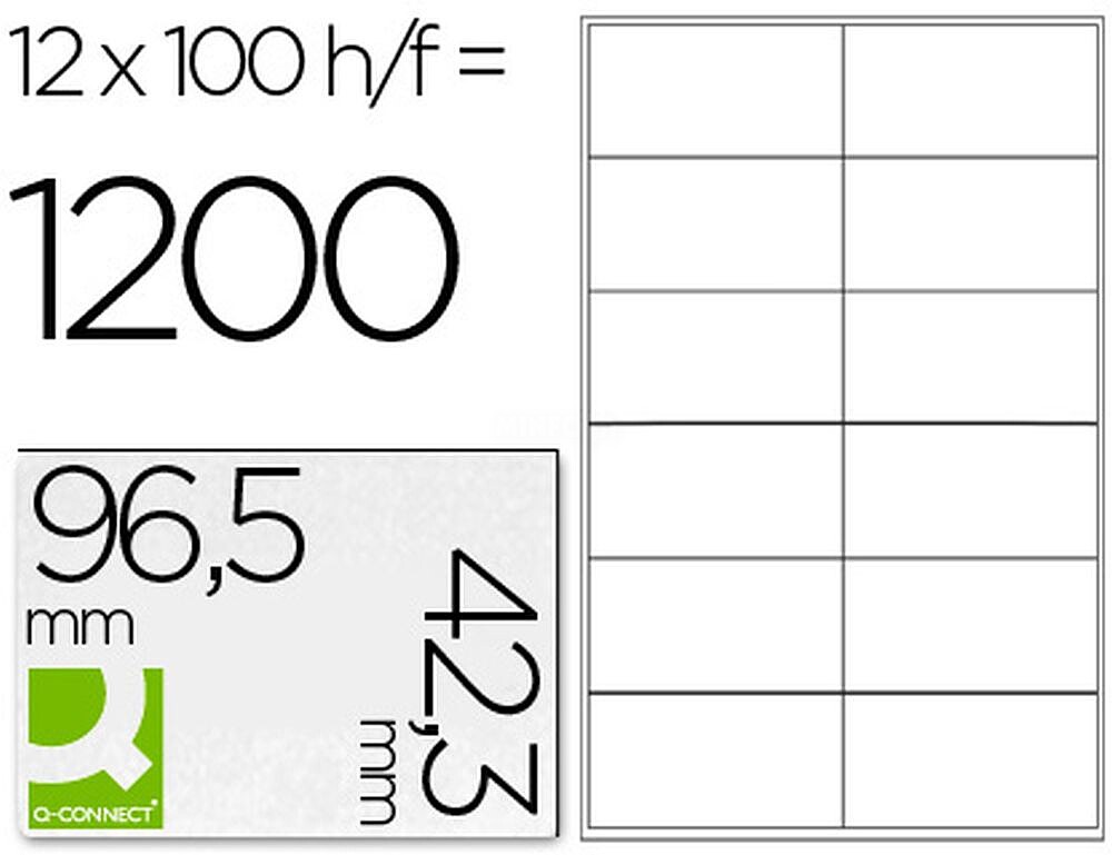 Etiquetas Adesivas A4, Q-Connect, 96,5 X 42,3 MM KF-10652