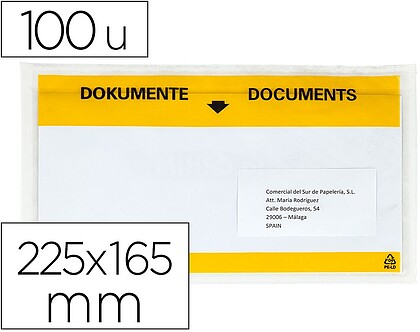 KF11297 : ENVELOPE AUTOADESIVO Q-CONNECT PORTA DOCUMENTOS MULTILINGUE 225X165 MM JANELA TRANSPARENTE PACK DE 100 UNIDADES
