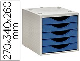 Bloco classificador de gavetas q-connect 5 gavetas cor azul opaco 270x340x260 mm Bloco classificador de gavetas q-connect 5 gavetas cor azul opaco 270x340x260 mm KF11529