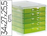 Ficheiro Gavetas de Secretaria Liderpapel 340X270X255 MM Empilhaveis 5 Gavetas Verde Kiwi Translucido FM03