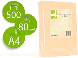 KF16264 : PAPEL DE COR Q-CONNECT DIN A4 80GR CREME EMBALAGEM...