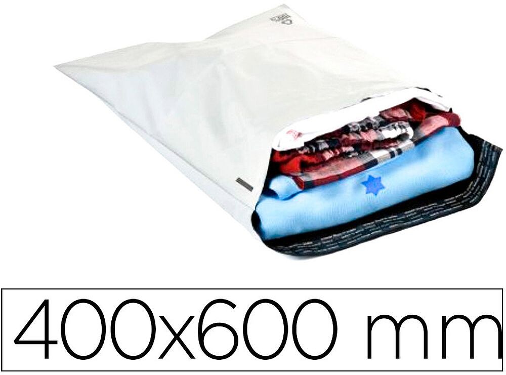 100 x Envelope q-connect de plastico bolsa para envios 100% recicladas com autofecho cor branco 400x600 mm Envelope q-connect de plastico bolsa para envios 100% recicladas com autofecho cor branco 400x600 mm KF18954