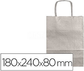 KF03739 : 25 x Saco de papel basika kraft prata xs com asa t...