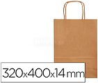 25 x Saco de papel basika kraft natural liso l com asa torcida 320x400x14 mm Saco de papel basika kraft natural liso l com asa torcida 320x400x14 mm KF03755