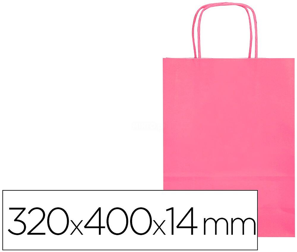 25 x Bolsa de papel q-connect celulose rosa l com asa retorcida 320x400x14 mm Bolsa de papel q-connect celulose rosa l com asa retorcida 320x400x14 mm KF03762