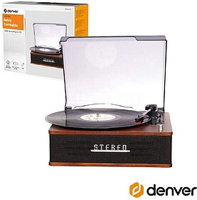 VPB-262 : Gira-Discos 33/45/78RPM Vintage 2x20W BT DENVER