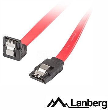 CA-SASA-13CU-0050-R Cabo SATA III LANBERG 6GB - S fêmea fêmea ângulo clip metal 0,5m