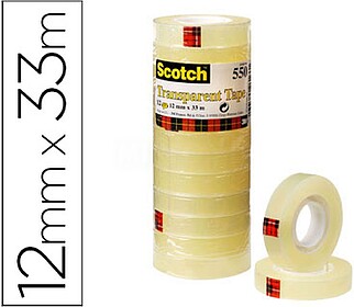 550/1233 AE : FITA ADESIVA SCOTCH TRANSPARENTE 12MMX33 MT PA...