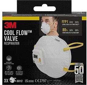 3M Cool Flow Pack de 3 Máscaras para Partículas FFP1 - Des...