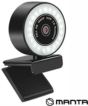 W180 : Webcam 1920x1080 C/ Microfone E Luz LED MANTA
