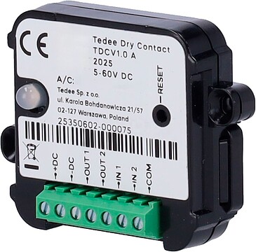 TEDEE-DRYCONTACT : : Acessório do módulo de entradas e saídas - Comunicação Bluetooth - Acciona a fechadura com entradas auxiliares - Aciona as tomadas auxiliares com fechadura - Alimentação DC 6-60 V - Compatível com TEDEE-PRO e TEDEE-GO2