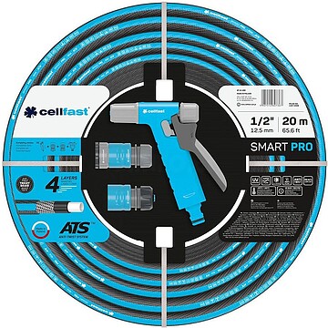 G-75714 : 75714 CONJUNTO DE MANGUEIRA DE REGADIO INTELIGENTE SMART PRO ATS DE 12,5 mm x 20 m COM CONECTORES E PISTOLA CELLFAST