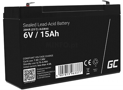 AGM40 : Bateria 6v 15ah Green Cell