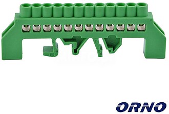 OR-LZ-8203/12/GN : Barramento Terra Isolado 12 Vias P/ Calha...