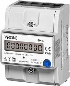 EM-6 : Contador Energia Digital Trifásico 230V/80A 2 Módul...